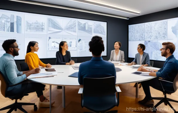 미술문화기획사의 효과적인 팀 빌딩 전략 - **Prompt:** A diverse team of male and female artists, ranging from young adults to middle-aged, col...