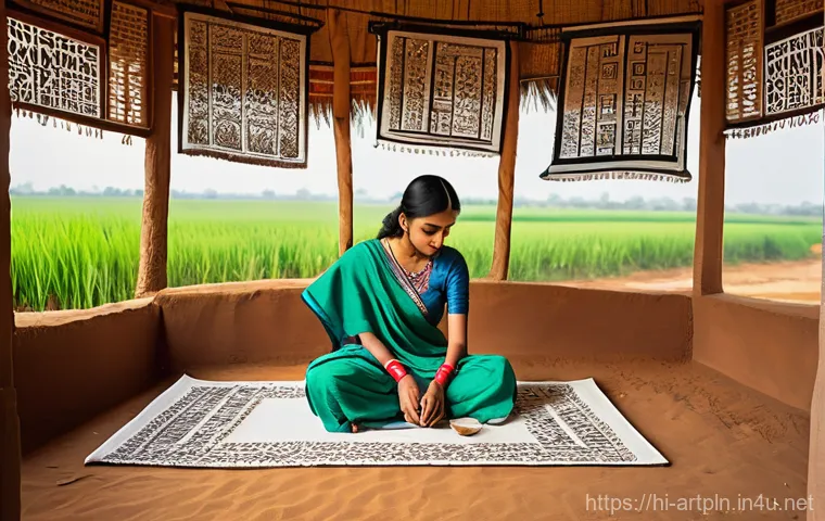 미술문화기획사와 온라인 전시 플랫폼 활용 - **Prompt 1: Village Artist's Digital Canvas**
    A young Indian artist, perhaps in their early twen...