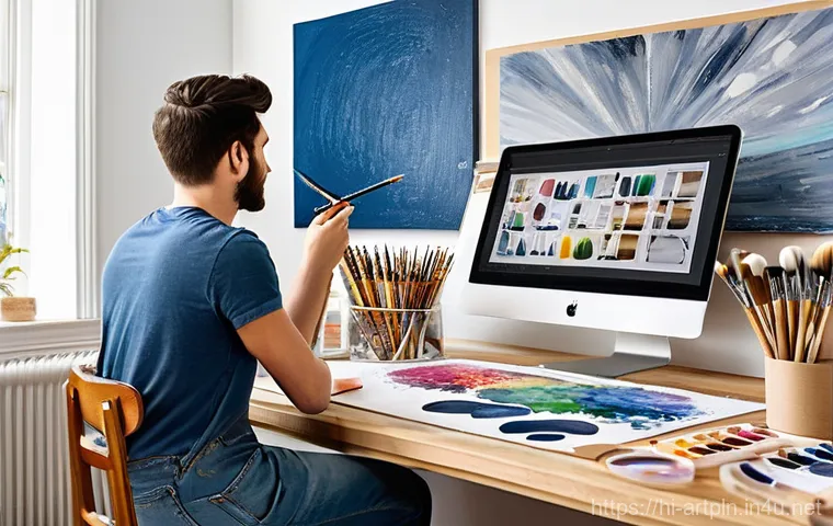 미술문화기획사와 온라인 전시 플랫폼 활용 - **Prompt 2: Immersive Virtual Art Gallery Experience**
    A diverse group of individuals, including...