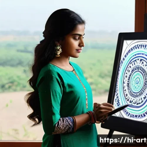 미술문화기획사의 산업별 수익성 분석 - **Prompt Title: Digital Fusion: Rural Artist Embracing Modern Art Tech**
    A serene, realistic dep...