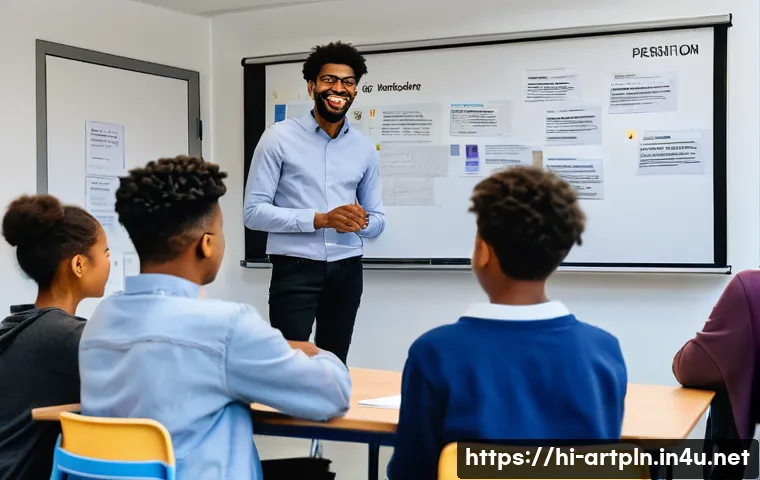 미술문화기획사 자격증 합격률 통계 - A diverse group of young adult students, dressed in smart casual attire, are engaged in a bright, mo...