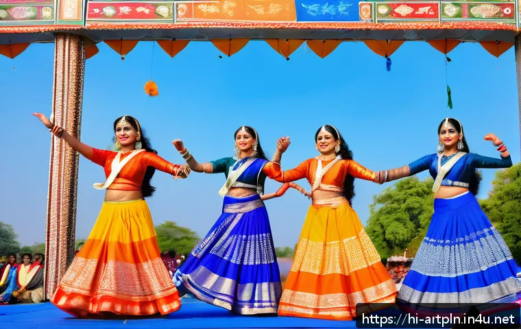 미술문화기획사의 경력 개발 성공 스토리 - A vibrant scene depicting an Indian cultural festival focused on folk art, showcasing local artists ...