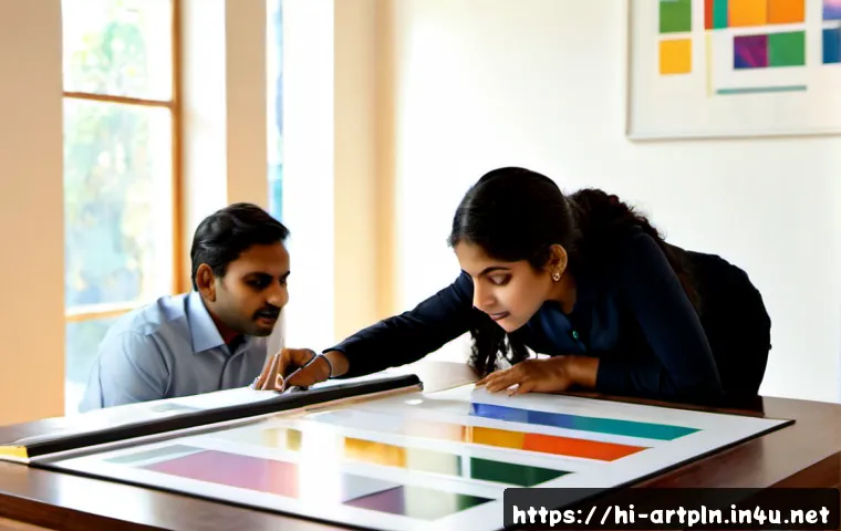 Home 17 미술문화기획사의 직업 전망과 미래 - Photorealistic modern art and cultural planning office in India, a confident young Indian woman and ...